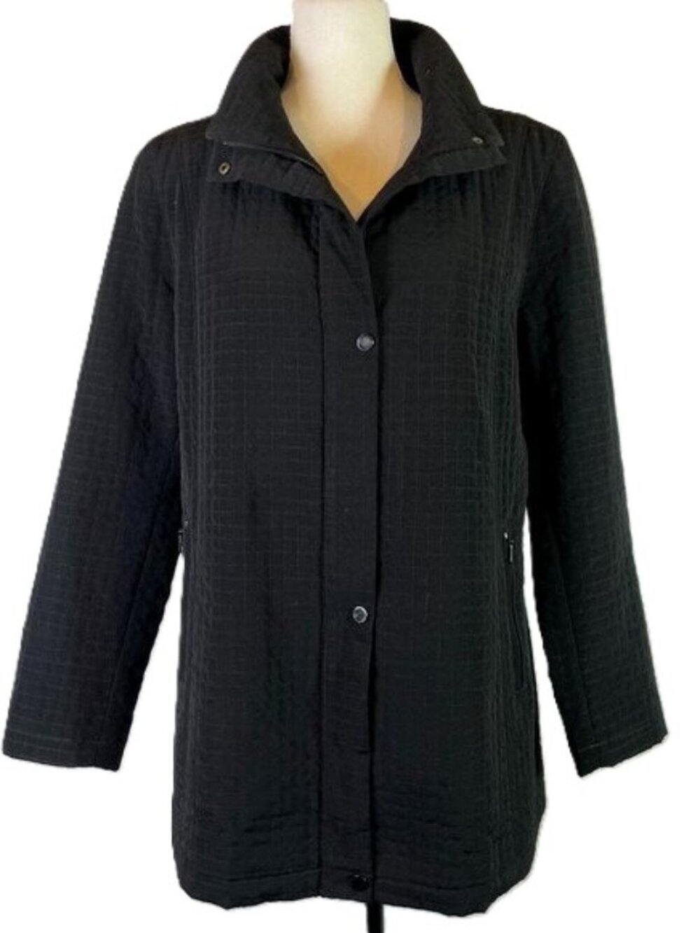Gallery Quilted Stand Collar Barn Jacket Black Size L